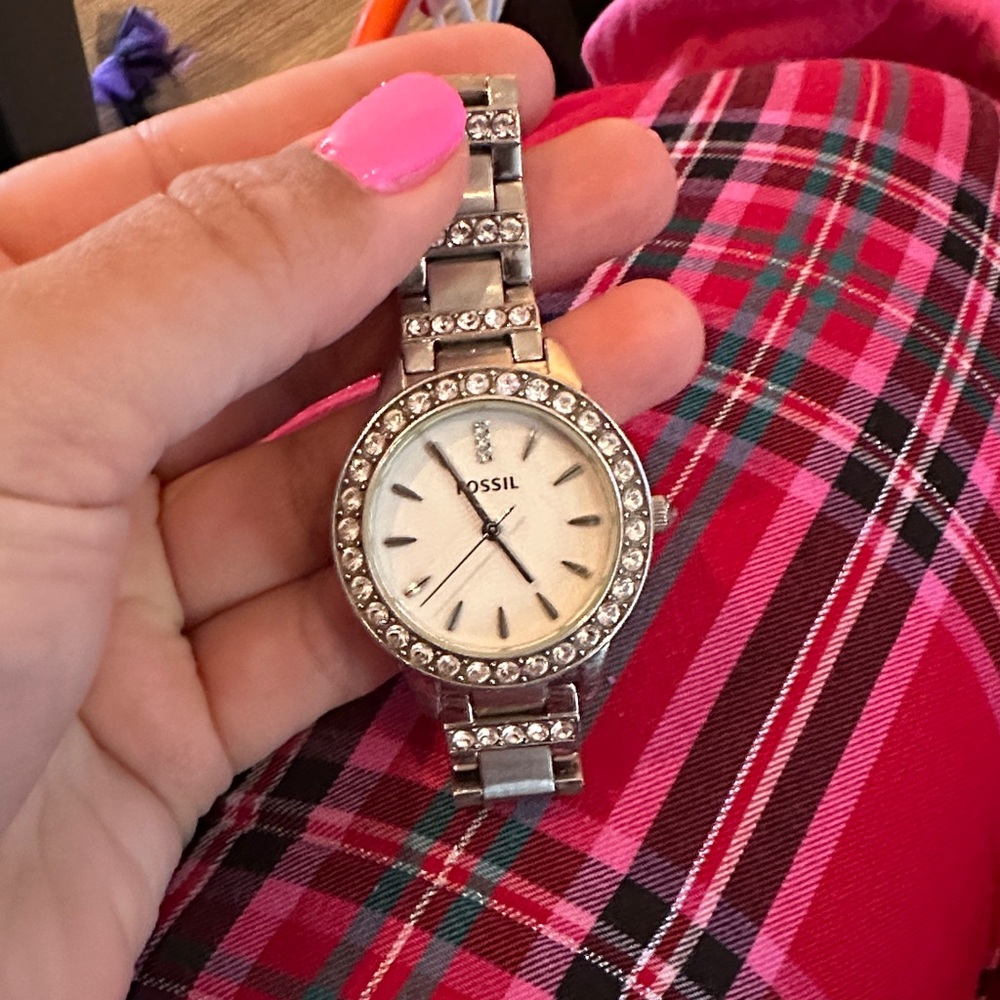 Fossil Women's Silver Watch with Crystal Details